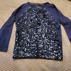 Boden Blue Sequin Long Sleeve Top